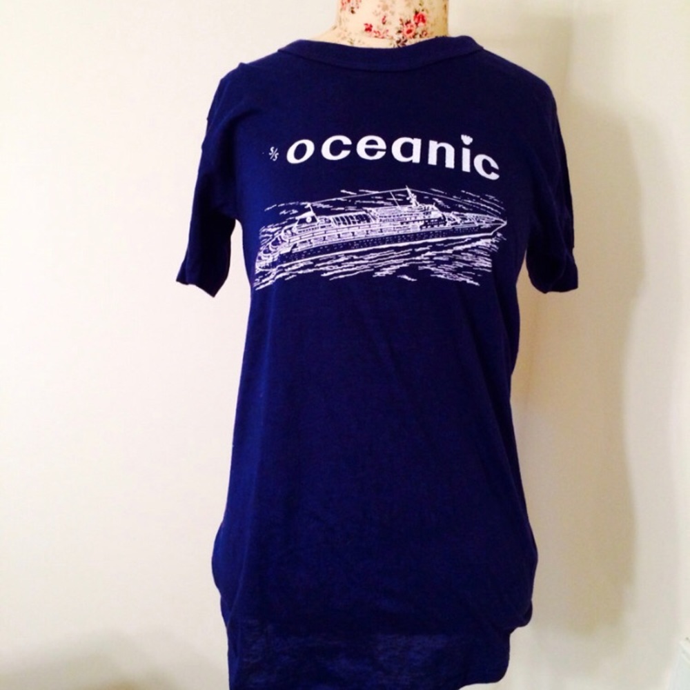 Vintage Navy Blue Oceanic Tee Size M - Picture 1 of 3